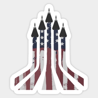 F-14 Tomcats Flying Vertical with Painted American Flag Exhaust Sticker